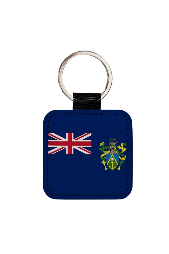 Pitcairn Country Flag Faux Leather Square Keychain