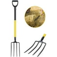 Pitch Fork, 4Tine Heavy Duty Garden Fork with Ergonomic NoSlip DGrip Handles, 45 Inches Long