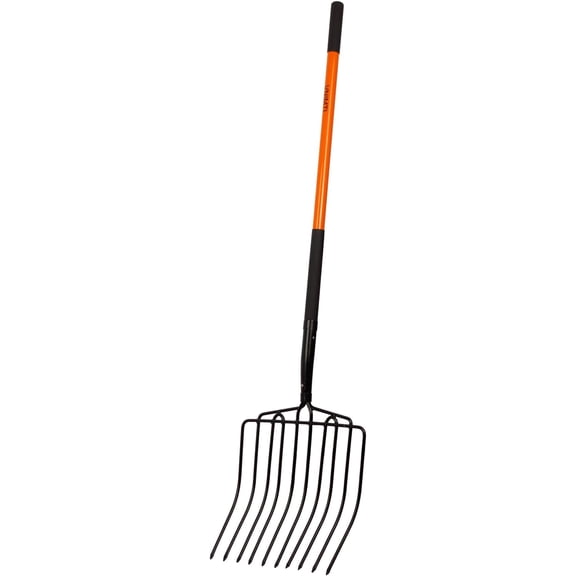 Pitch Fork Heavy Duty, 10-Tine Pitchfork with Fiberglass Handle, 58 Inch Garden Pitch Fork for Hay, Mulch, Compost, Farm and Gardening