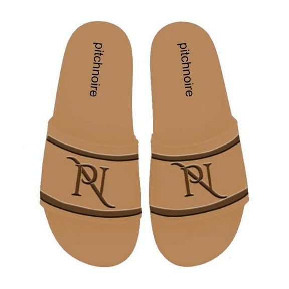 Pitch Noire Classic Stripes Slides, Casual Comfort Sandals