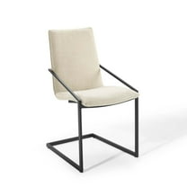 Modway Pitch Upholstered Fabric Dining Armchair in Black Beige