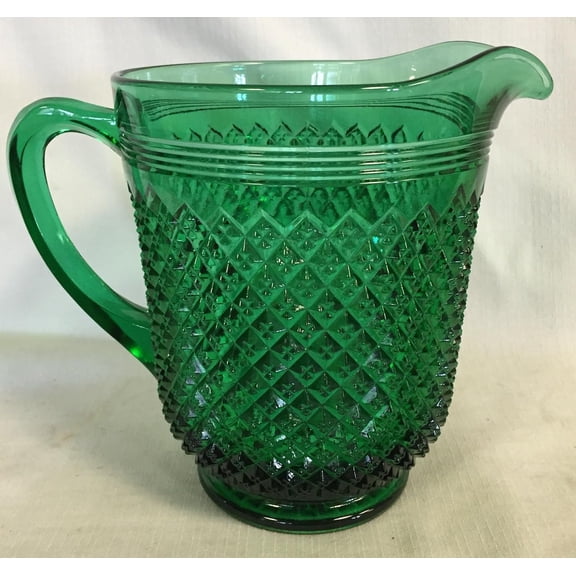 Pitcher - Addison Pattern - Mosser Glass - American Made (Hunter Green)