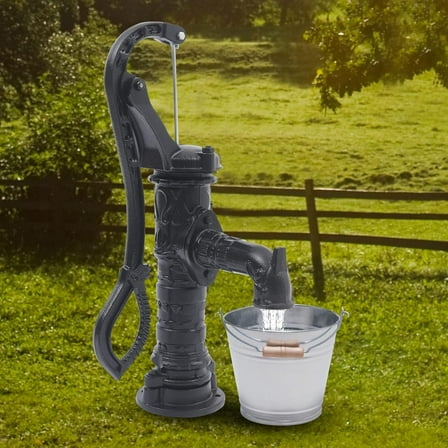 Pitcher Hand Well Manual Deep Water Pump - Cast Iron for Outdoor Yard Garden ([A] Black Pump Only)