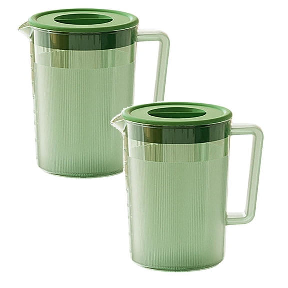 Pitcher with Lid, 1.75L/60oz Plastic Water Jug for Hot & Cold Beverages, Juice Drink Container with Handle & Spout, Transparent Ice Tea Kettle for Kitchen, Party & Fridge Use, 2 Pcs
