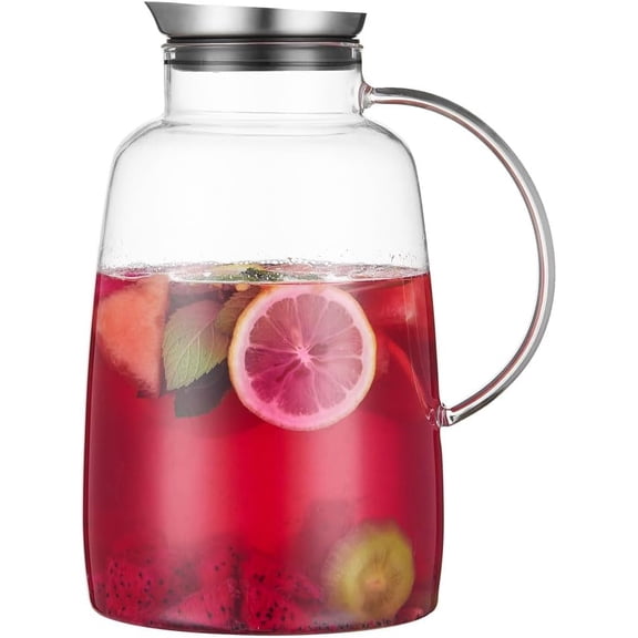Pitcher with Lid, 109 Ounces Water Pitcher, Heat Resistant Leakproof, Borosilicate Glassware for Boiling Water, Iced Tea, Juice, Milk, Coffee, Lemonade, Hot and Cold Beverages