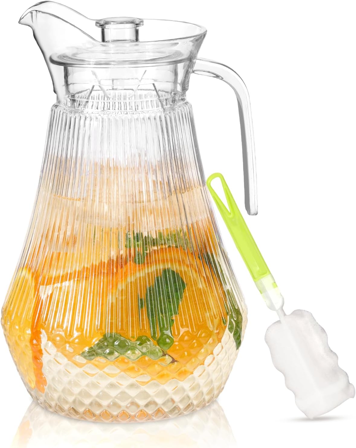Pitcher with Lid, 68 Oz Plastic Clear Water Pitcher, Shatterproof