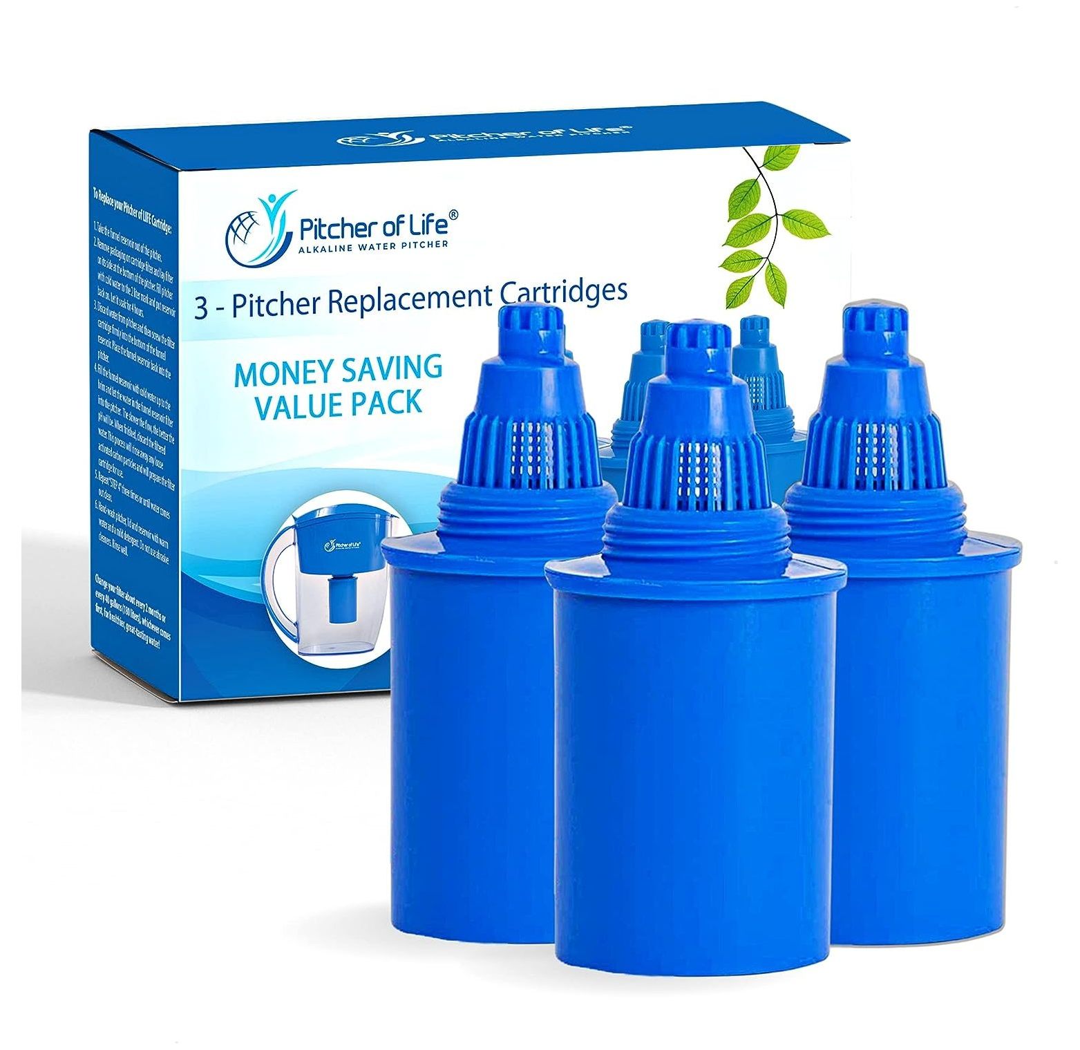 Pitcher of Life Alkaline Water Pitcher Replacement Filters 3 Pack