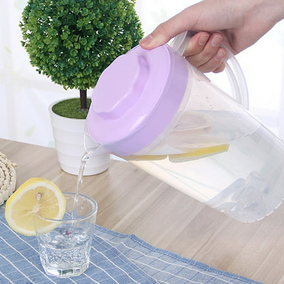 Pitchers,Drink Pitcher,Clear Plastic Pitcher With Lid Clear Water Pitcher For Cold Drinks Iced Tea Pitcher For Lemonade Iced Tea Milk Beverages(Purple 2L)