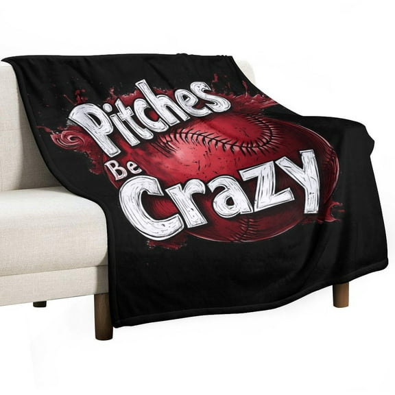 Pitches Be Crazy Funny Baseball Super Soft Blanket Christmas Throw Blanket Flannel Microfiber Blankets for Couch Bed Sofa Fluffy and Warm 30"x40"