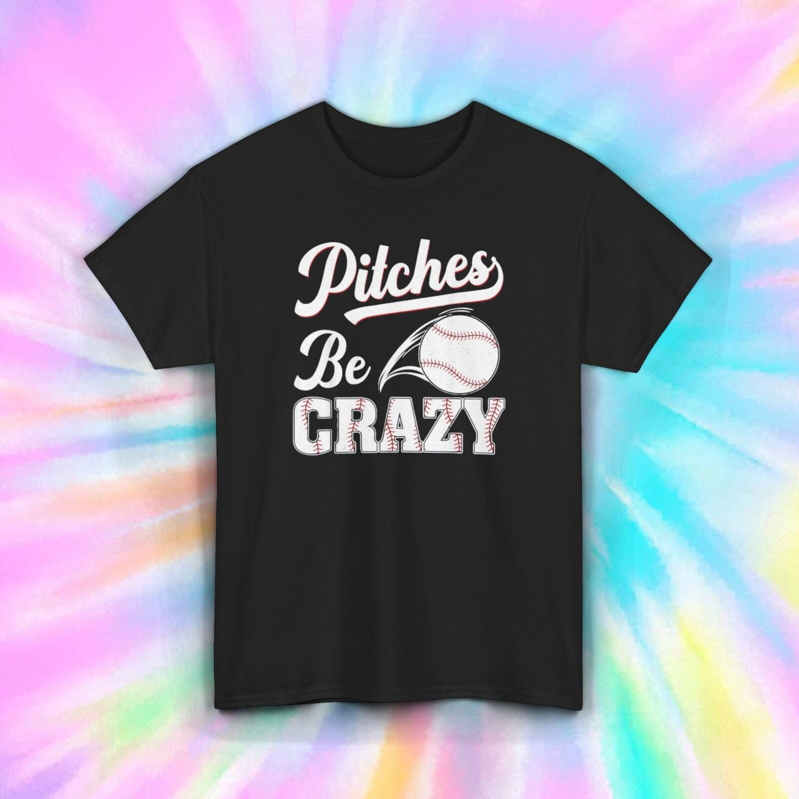 Pitches Be Crazy TShirt Funny Baseball Shirt Sports Fan Tee S
