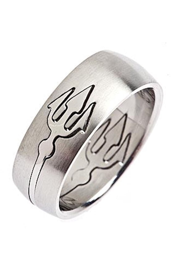 Pitchfork Cut-Out 316L Surgical Stainless Steel 8mm Ring