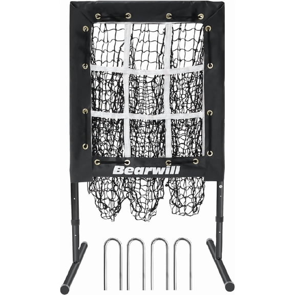 Pitching Net, 9 Hole Pitching Net with Strike Zone, Baseball Softball Pitching Target with Adjustable Height, Baseball Pitcher Throwing Practice Training Equipment for All Skill Levels