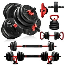Pithage 5in1 Adjustable Dumbbells Set Free Weight Set Used as Dumbbells Barbell Exercise for Home Gym