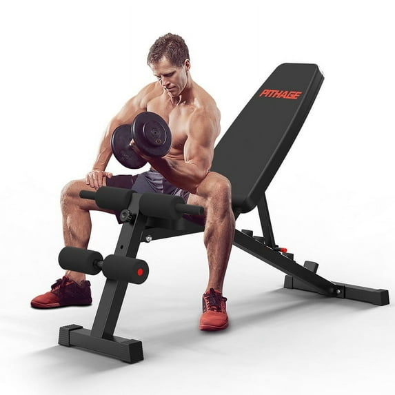 Pithage Foldable and Adjustable Workout Weight Bench, for Home Gym Strength Training, 660 lbs