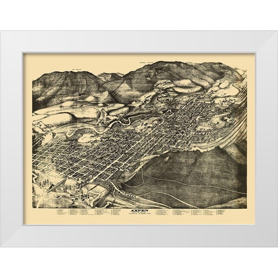 Pitkin 14x11 White Modern Wood Framed Museum Art Print Titled - Aspen Colorado - Pitkin 1893