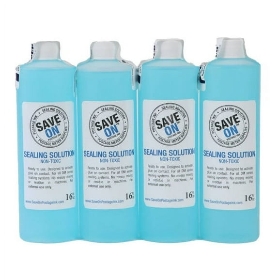 Save On Postage Ink E-Z Seal Envelope Sealing Solution, Sure Seal Moistener, 4 Pint Size Bottles