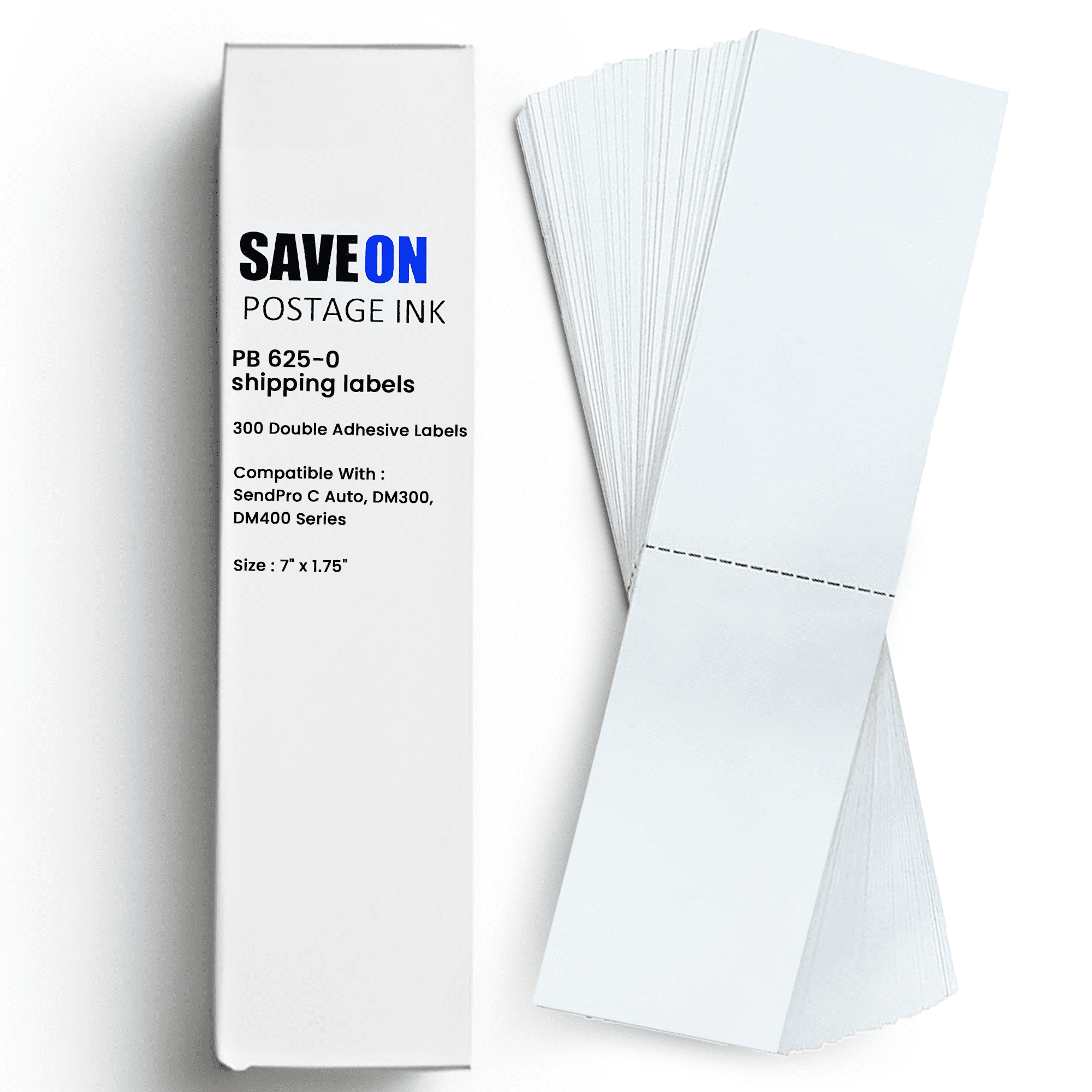 Pitney Bowes 625-0 Compatible Postage Meter Tape Strips (300 Per Box) - Perforated, Double Postage Meter Labels for SendPro C Auto, DM300, DM400 Series - Label Sheets for Reliable Postage Labeling
