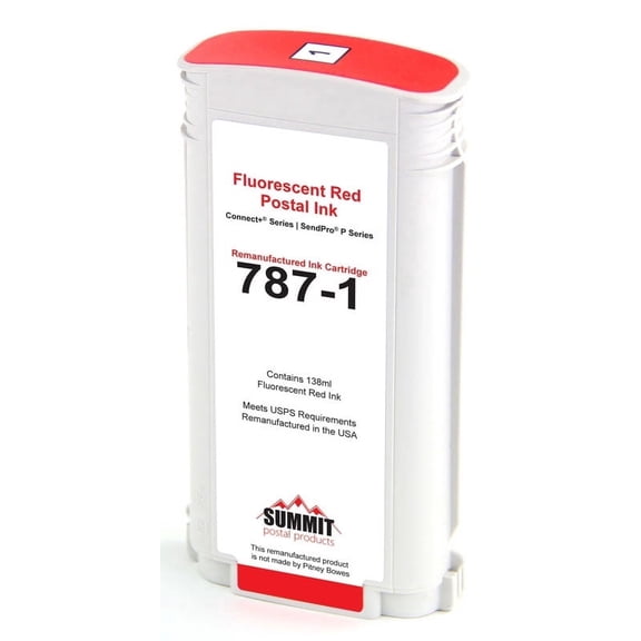 Pitney Bowes 787-1 Compatible Ink Cartridge for SendPro P/Connect+ Series, Fluorescent Red, 1 Pack
