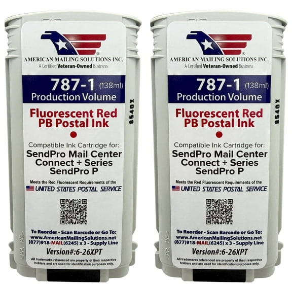 Pitney Bowes 787-1 (2-Pack) Ink Cartridge for SendPro Series Postage Meters