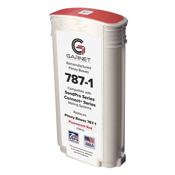 Pitney Bowes 787-1 Production Compatible Red Ink Cartridge for SendPro / Connect+ Mailing Systems - USPS Compliant
