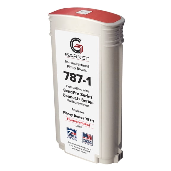 Pitney Bowes 787-1 Production Compatible Red Ink Cartridge for SendPro / Connect+ Mailing Systems - USPS Compliant