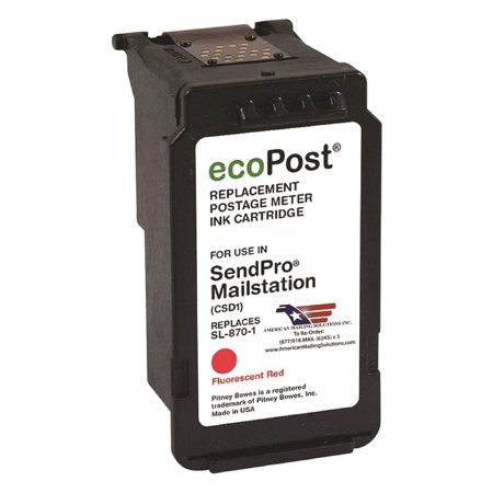 Pitney Bowes SL-870-1 Red Ink Cartridge replacement for the SendPro Mailstation