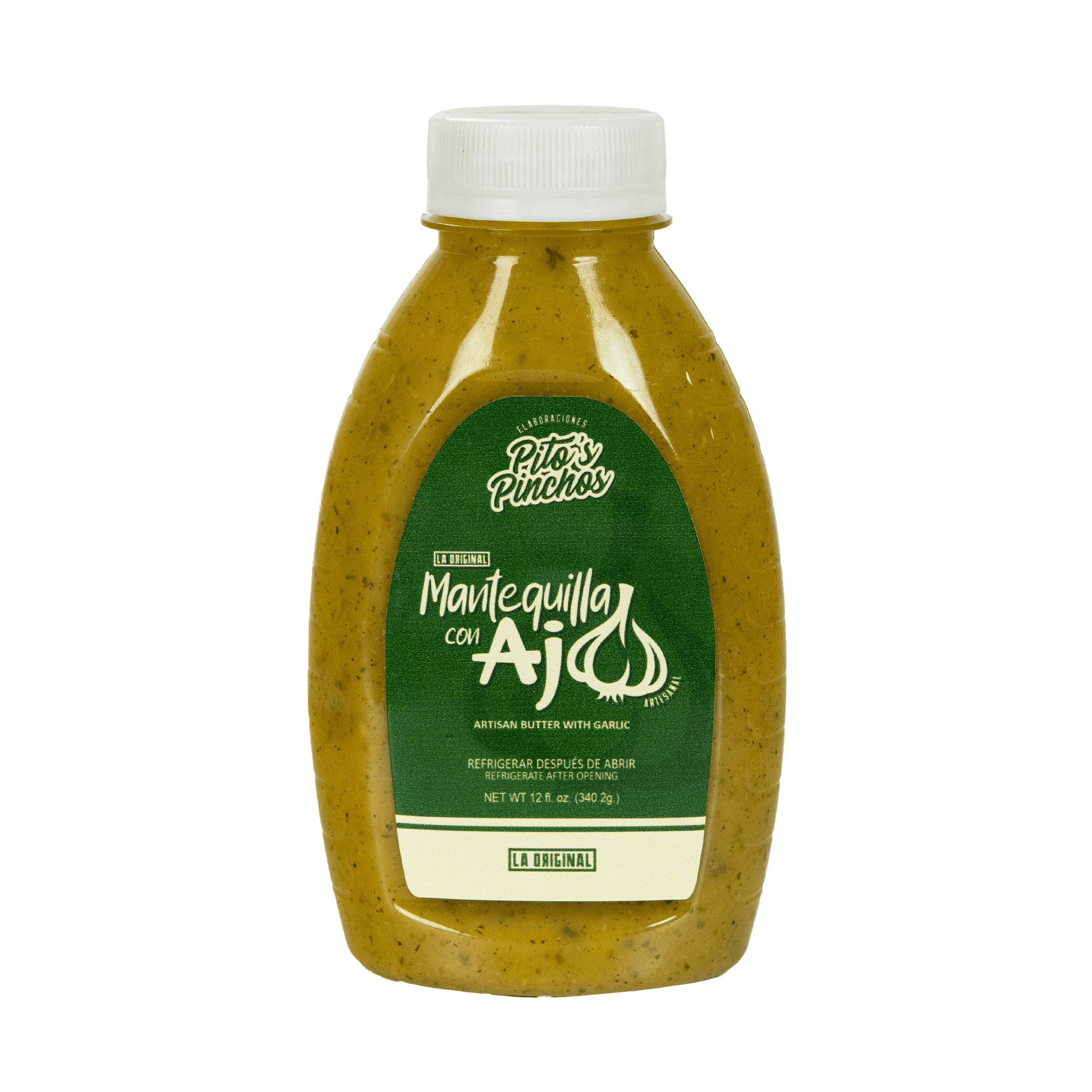 PITO'S PINCHOS Liquid Artisan Butter with Garlic Seasoning 12 oz, Regular Size Plastic Bottle