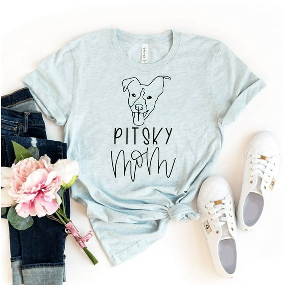 Pitsky Mom T-shirt Dog Parent Gift Husky Lover Shirt Doggy Tee Pitbull Shirts Women's Pittie Mum Top Paw Owner Tshirt