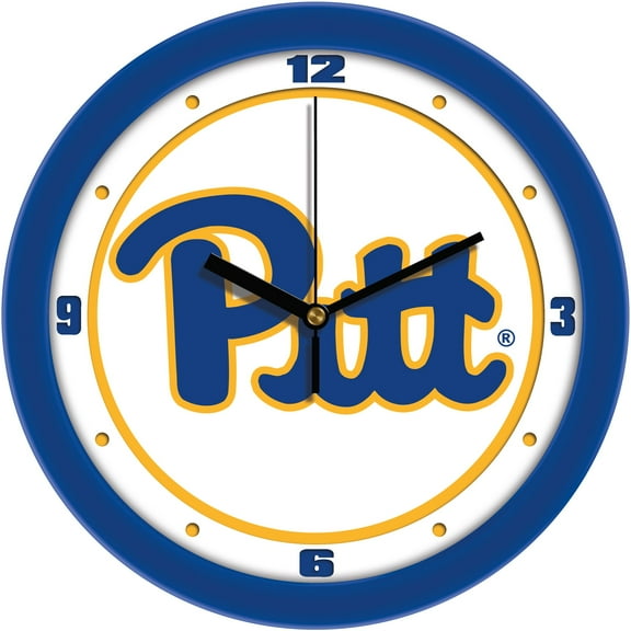 Pitt Panthers 11.5'' Suntime Premium Glass Face Traditional Logo Wall Clock