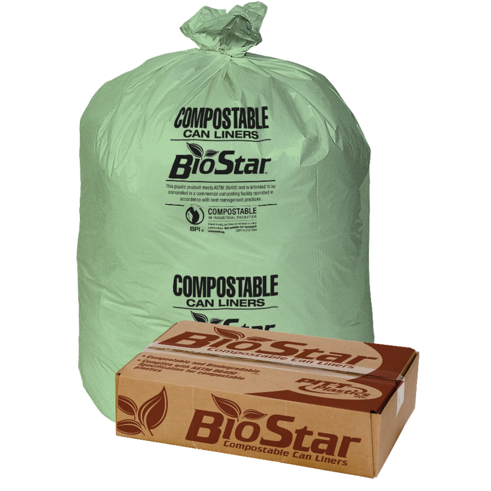 Green Compostable Facility Maintenance Trash Bags, 40-45 Gallons