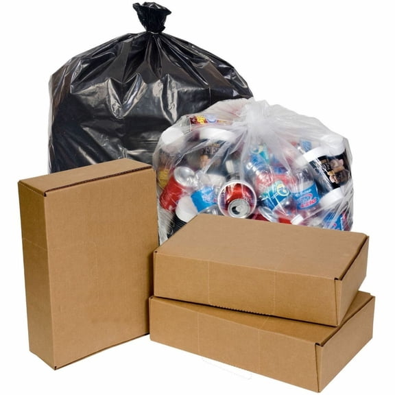 Pitt Plastics Eco Strong Plus Can Liners, 40 gal, 16 mic, 40" x 46", Natural, Perforated Roll, 250/Carton