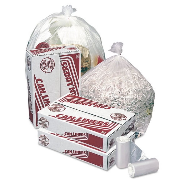 Pitt Plastics High-Density Mini-Roll Can Liners 56 glutton 16 mic 43 x 48 Natural 200/CT MR43483MC
