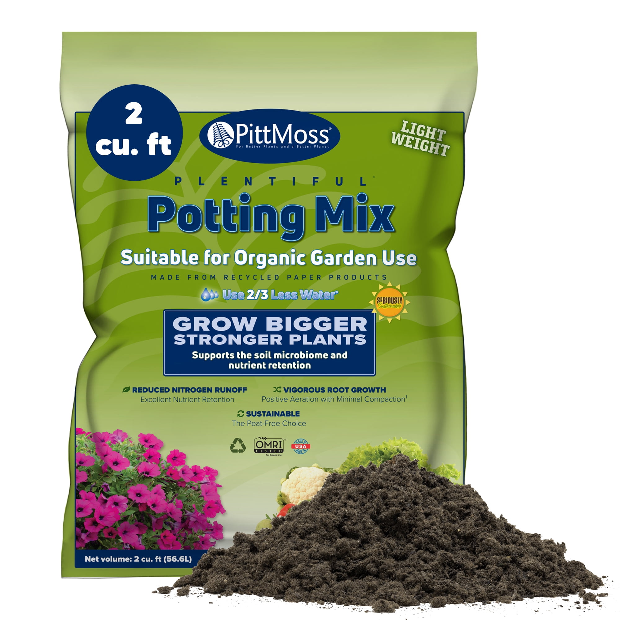 PittMoss Plentiful PeatFree Lightweight Organic Potting Mix for Gardening, Seedlings & Raised