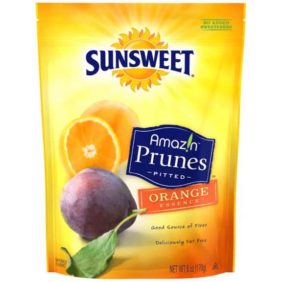 Sunsweet Pitted Prunes with Orange Essence, 6 oz Pouch (Pack of 32)