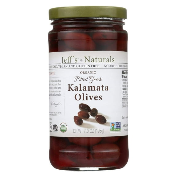 Pitted Whole Greek Kalamata Olives, Organic 7 Ounces (Case of 6)