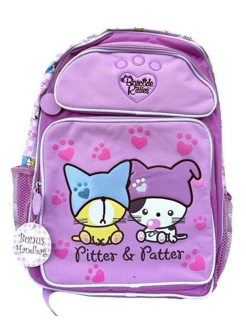 Pitter & Patter Barcode Kitties Pink Backpack w bonus handbag