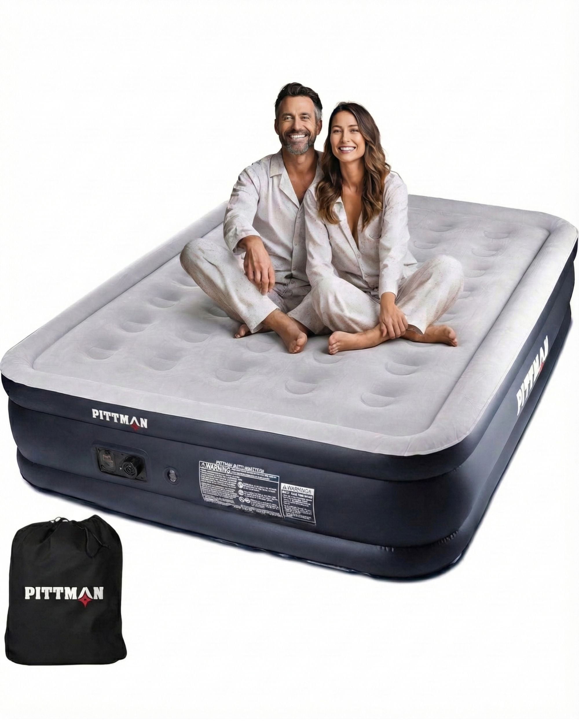 Pittman - Queen Air Mattress with Built-in Pump - 18" Inflatable Air Bed - Self Inflation & Deflation
