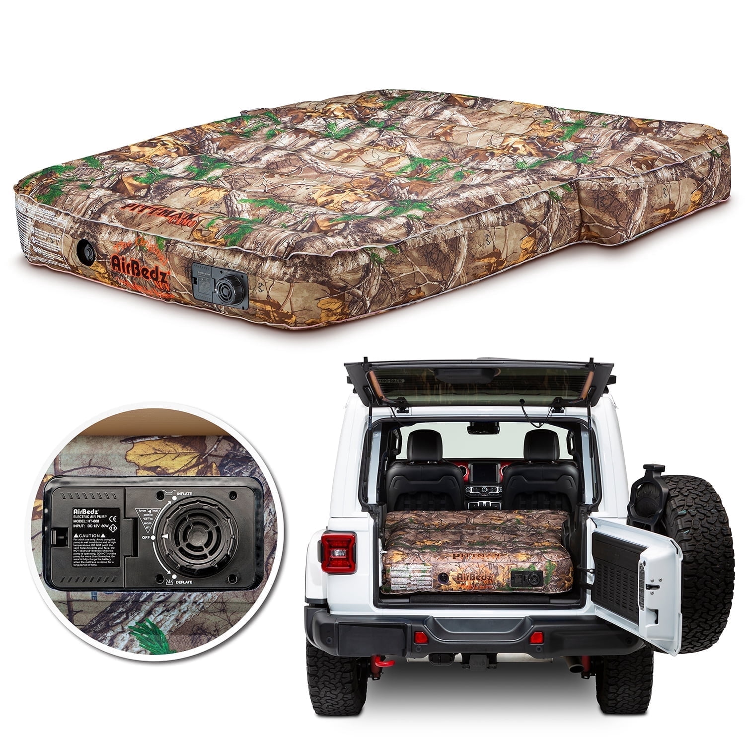 Pittman Outdoors AirBedz XUV JEEP, SUV & Crossover Vehicle Rear Seats Down Air Mattress, Built-In Rechargeable Battery Air Pump