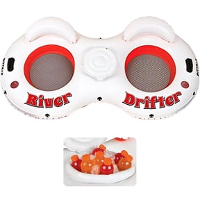 Pittman Outdoors River Drifter Inflatable Water Float Tube with Ice Chest Cooler, 2 Person
