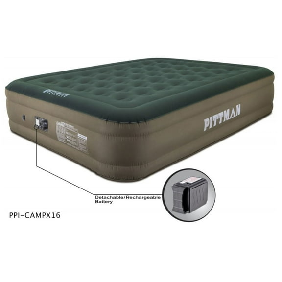 Pittman Queen Double High 16" Air Mattress for Home or Camping with Built-In Battery Air Pump