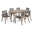 thumbnail image 1 of Pitts Patio Acacia Wood 6-Seater Dining Set with Oval Dining Table, Gray and Black, 1 of 9