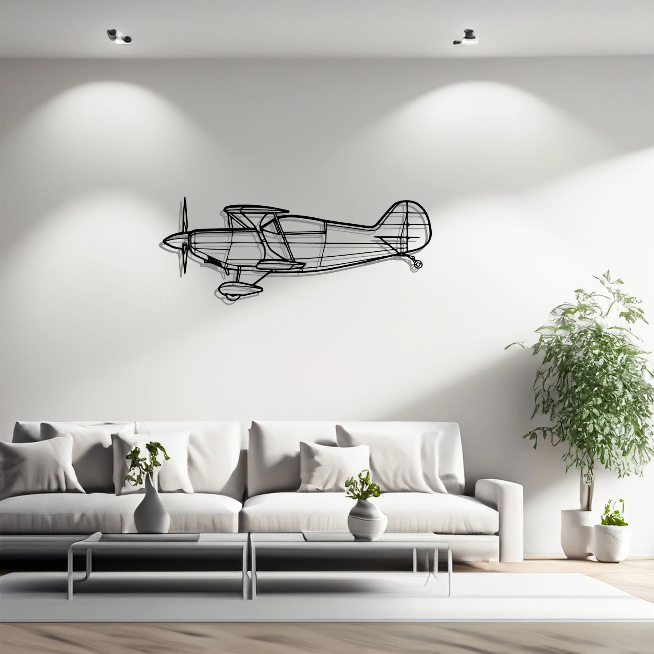 Pitts S-2B Silhouette Metal Wall Art, Airplane Silhouette Wall Decor ...