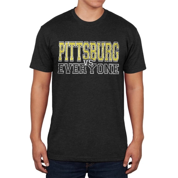 Pittsburg VS Everyone Vintage Distressed Mens Soft T Shirt Vintage Black SM