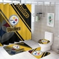 thumbnail image 1 of Pittsburgh 4 Pcs Shower Curtain Set with Non-Slip Rug, Toilet Lid Cover and Bath Mat, Shower Curtain with 12 Hooks, Waterproof Football Shower Curtains for Bathroom Decor, 1 of 6