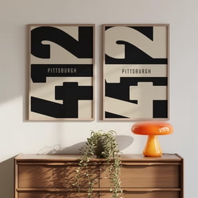 Pittsburgh 412 Area Code Poster Set Minimalist Black & Beige Prints Set 2