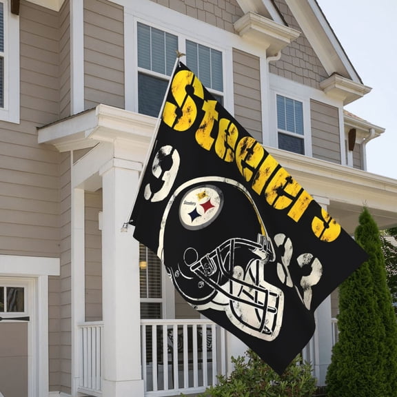 Pittsburgh 5x8ft Outdoor Decorative Flag, American Football Team Fan Game Day Support Flag, Lightweight and Drape, Suitable for Strong Winds - All Weather Flag