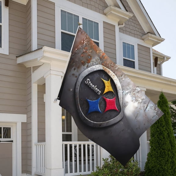 Pittsburgh 5x8ft Outdoor Decorative Flag, American Football Team Fan Game Day Support Flag, Lightweight and Drape, Suitable for Strong Winds - All Weather Flag