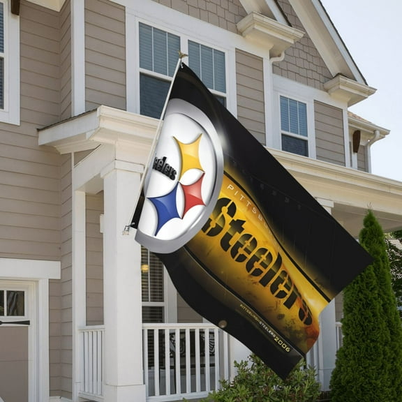 Pittsburgh 5x8ft Outdoor Decorative Flag, American Football Team Fan Game Day Support Flag, Lightweight and Drape, Suitable for Strong Winds - All Weather Flag