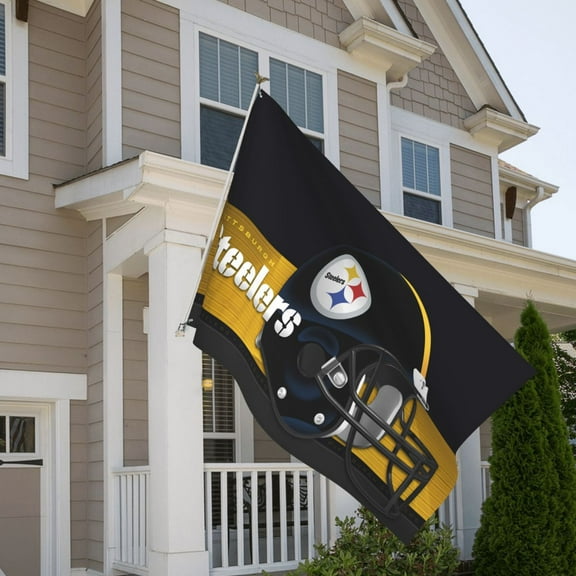 Pittsburgh 5x8ft Outdoor Decorative Flag, American Football Team Fan Game Day Support Flag, Lightweight and Drape, Suitable for Strong Winds - All Weather Flag