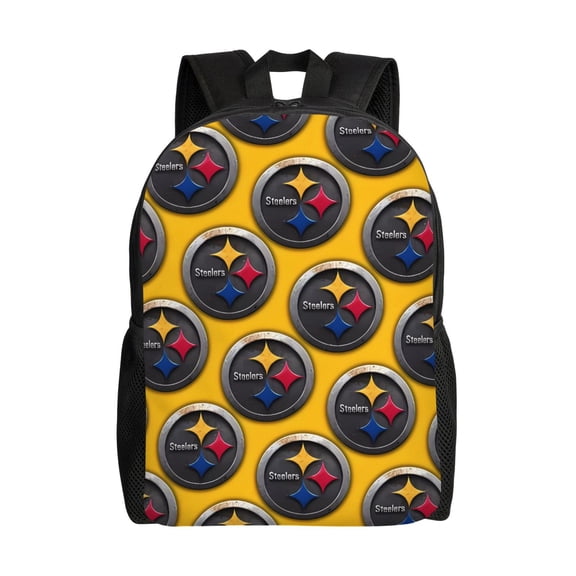 Pittsburgh Backpack Lightweight Bookbag Durable Casual Travel Daypack Waterproof Laptop Bag With Side Pockets Ball Team Logo Print Gifts For Sports Game Fans